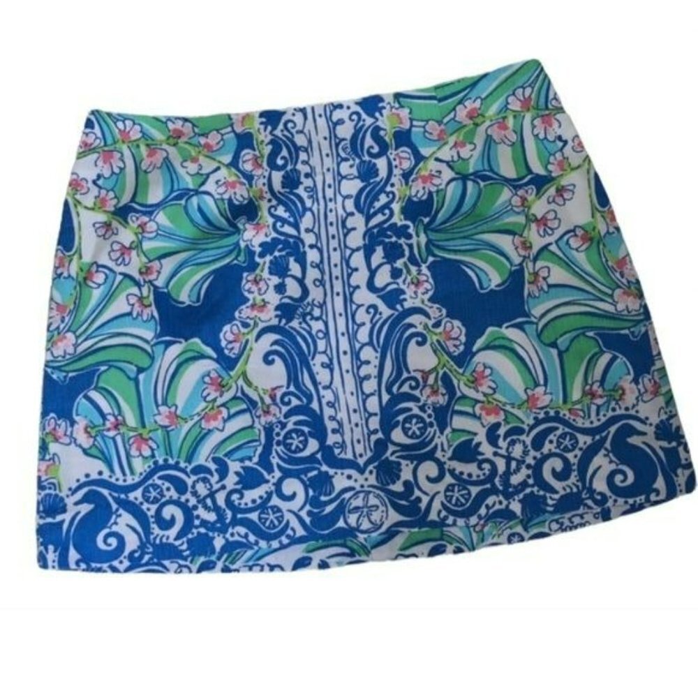 Lilly Pulitzer Tate Skirt - Bay Blue Coasting Size 0 - Picture 2 of 5